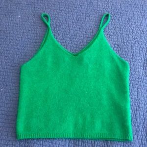 FINAL SALE Code x Mode Fuzzy Green Sleeveless Crop Top